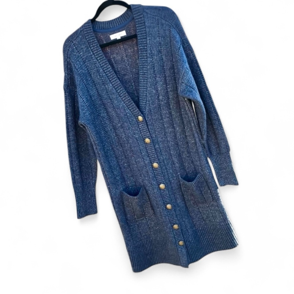 Cleo + Wolfe Womens Marled Buttin Up Cardigan‎ Royal Blue Size XL